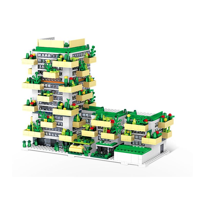 WISE BLOCK HA3589071 3589071 non Lego TÒA NHÀ XANH THẾ HỆ MỚI bộ đồ chơi xếp lắp ráp ghép mô hình Architecture Công Trình Kiến Trúc 1264 khối