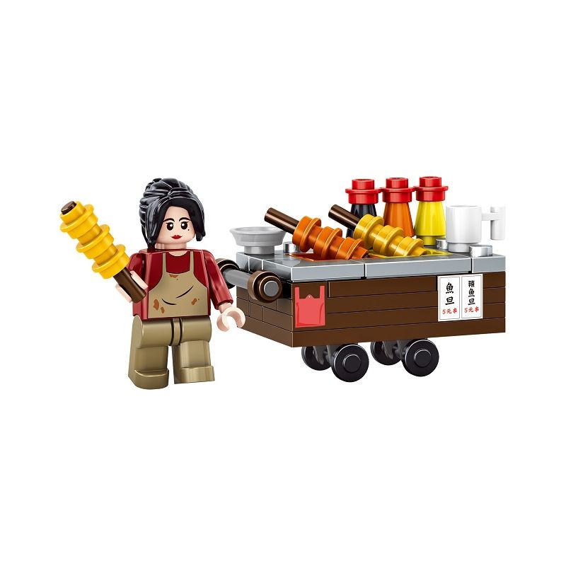 ROYAL TOYS RT22 non Lego GIAN HÀNG CÁ VIÊN bộ đồ chơi xếp lắp ráp ghép mô hình City CITY STORY FISH BALL HAWKER Thành Phố 69 khối