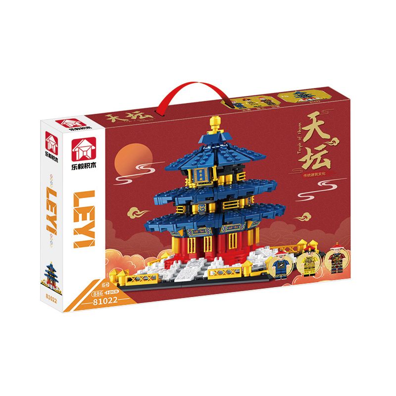 LEYI 81022 non  ĐỀN THỜ CỦA TRỜI bộ đồ chơi xếp lắp ráp ghép mô hình Buildings 886 khối