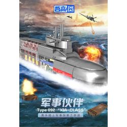 ZHEGAO QJ5063 5063 non  TÀU NGẦM HẠT NHÂN CHIẾN LƯỢC TYPE 092 tỷ lệ 1:190 bộ đồ chơi xếp lắp ráp ghép mô hình Military Army TYPE 092 XIA CLASS Quân Sự Bộ Đội 1020 khối