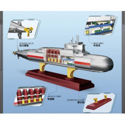 ZHEGAO QJ5063 5063 non  TÀU NGẦM HẠT NHÂN CHIẾN LƯỢC TYPE 092 tỷ lệ 1:190 bộ đồ chơi xếp lắp ráp ghép mô hình Military Army TYPE 092 XIA CLASS Quân Sự Bộ Đội 1020 khối