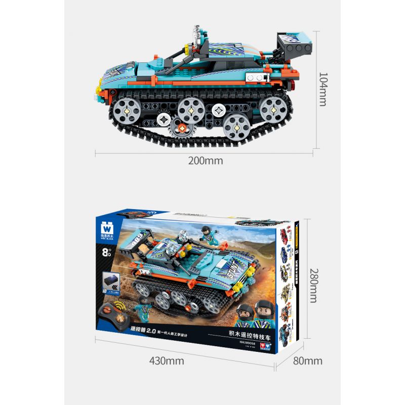 WISE BLOCK HA389058 389058 non  ĐIỀU KHIỂN TỪ XA XE TẢI OFF-ROAD bộ đồ chơi xếp lắp ráp ghép mô hình 475 khối