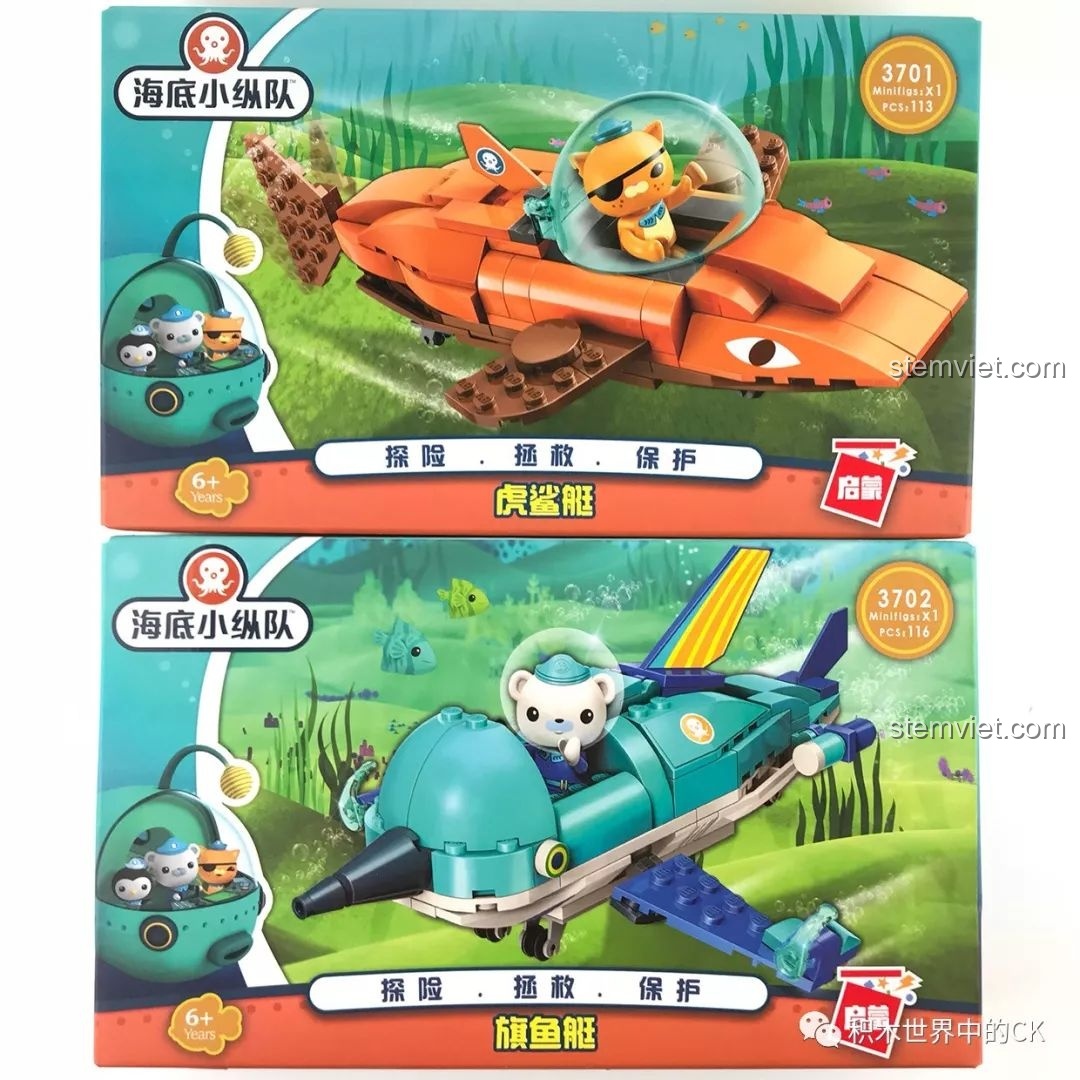 Review QMAN 3701 & 3702: Tàu Cá Mập & Cá Kiếm Octonauts
