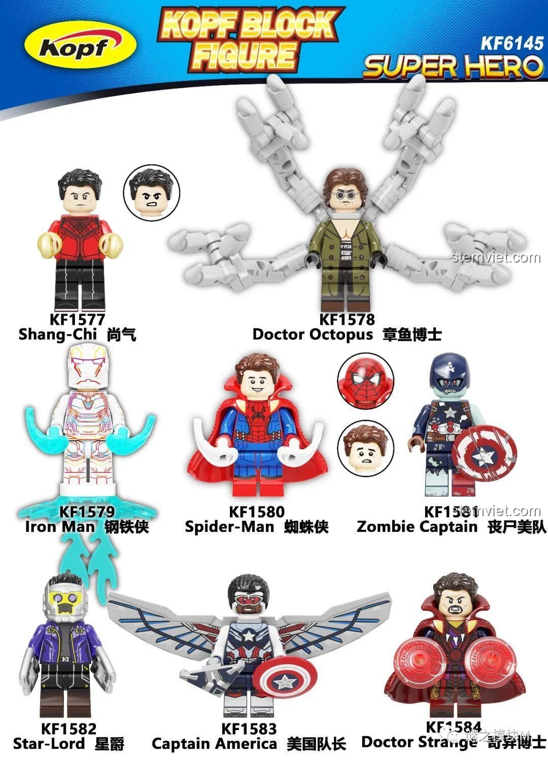Review Bộ 8 Mô Hình Mini Siêu Anh Hùng Marvel KF6145 Kopf