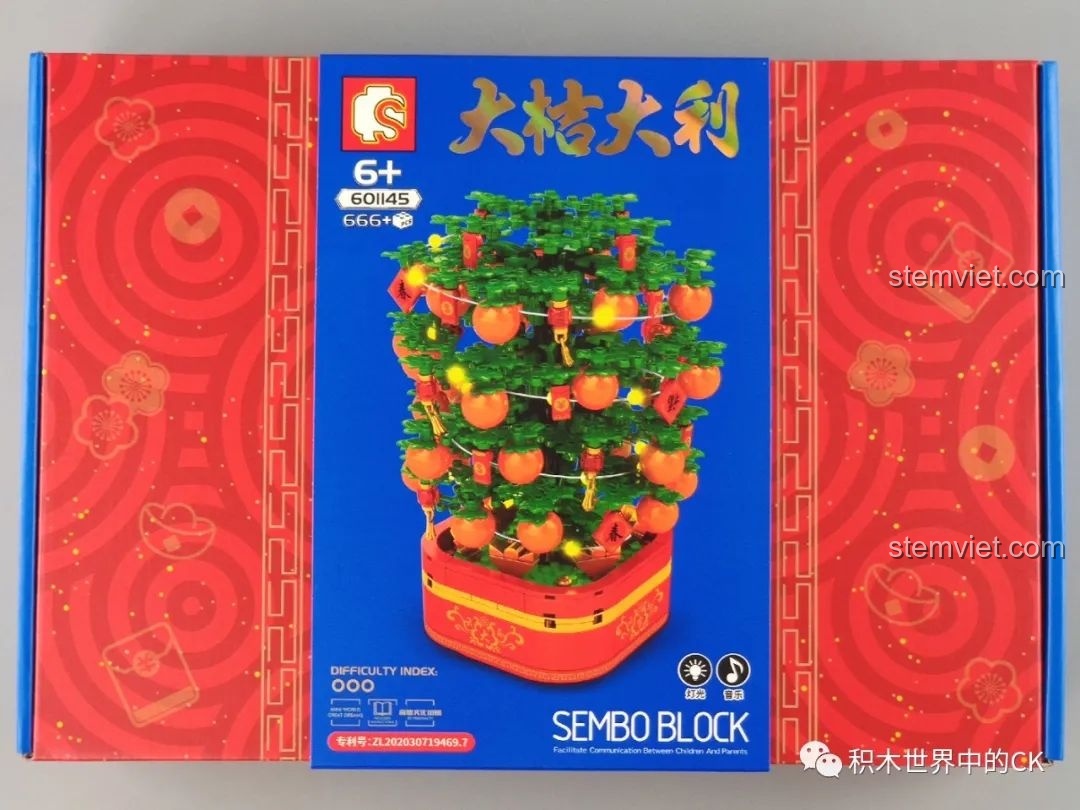 Review SEMBO 601145 Hộp nhạc Tết: Cây quất vàng phát sáng cực mê!