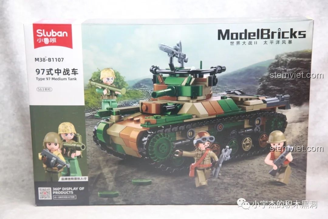 Review Sluban M38-B1107: Xe tăng Kiểu 97 Chi-Ha 2in1