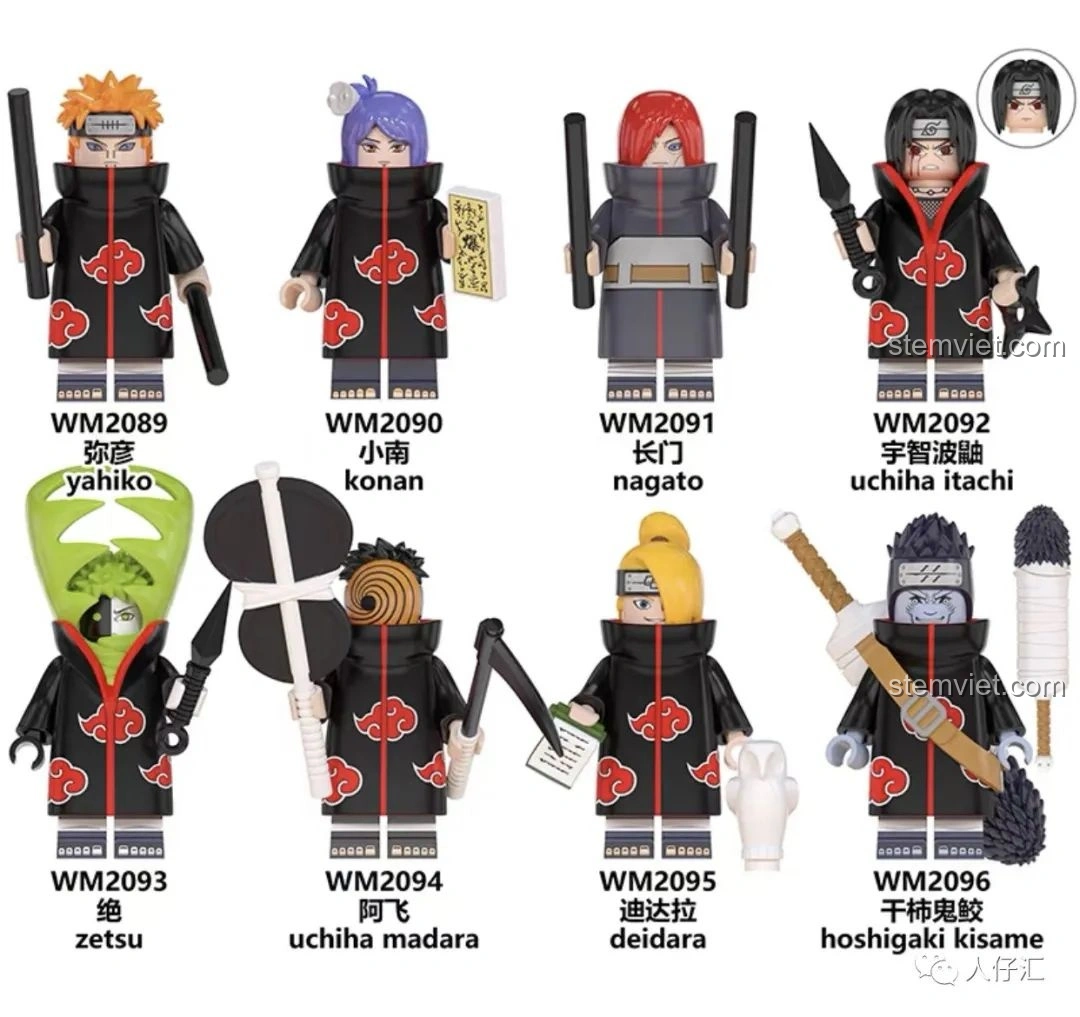 Review Minifigures Naruto WM2091-WM2096: Bộ Lắp Ráp Akatsuki Đỉnh Cao!