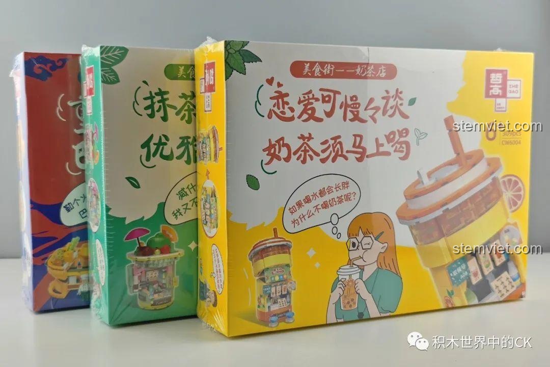 Review Bộ Lắp Ghép Phố Ẩm Thực Zhe Gao: Trà Sữa, Matcha, Lẩu Cực Xịn Xò!