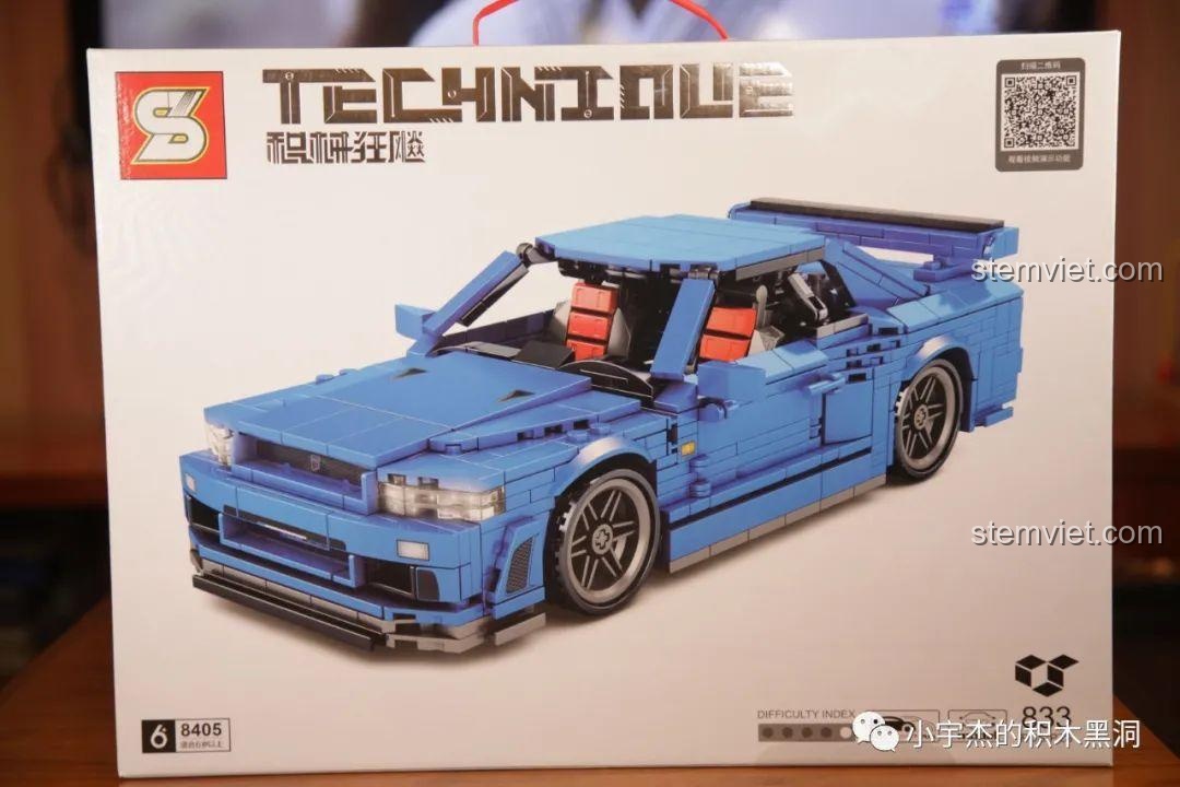 Review Jia Zhi 8405 Nissan GT-R R34: Siêu xe lắp ráp cực chất cho bé trai!