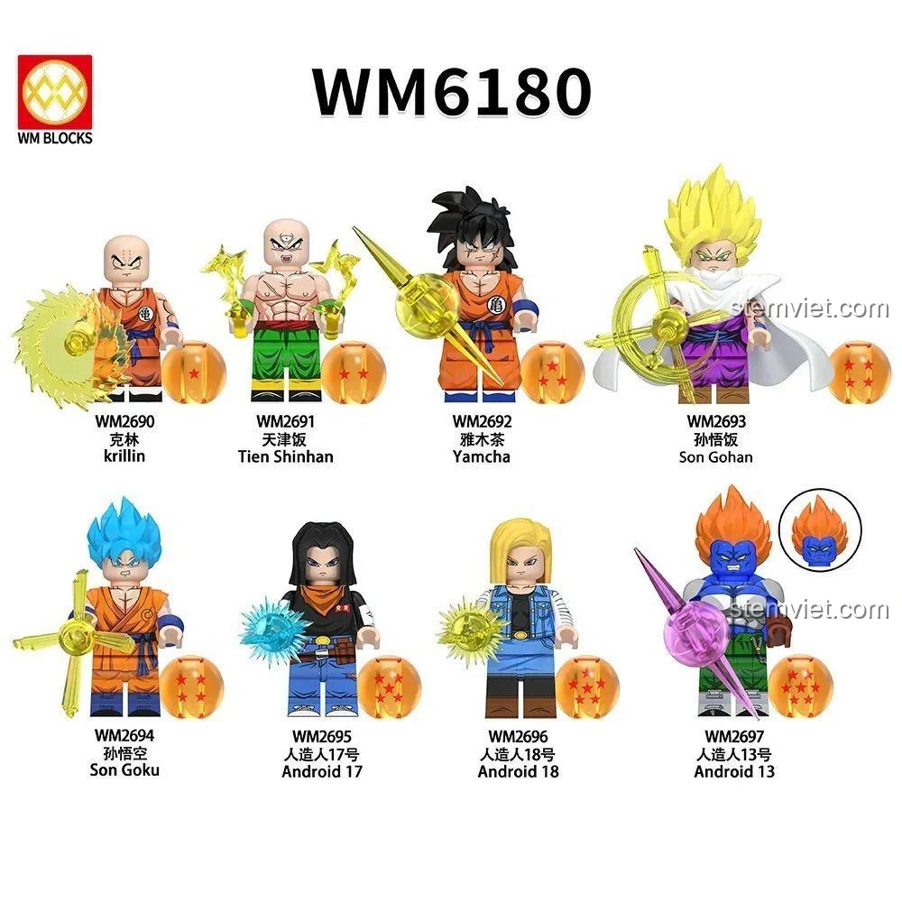Review WM6180 Minifigure Dragon Ball Z: Bộ Ba Chiến Binh Trái Đất Cực Chất!