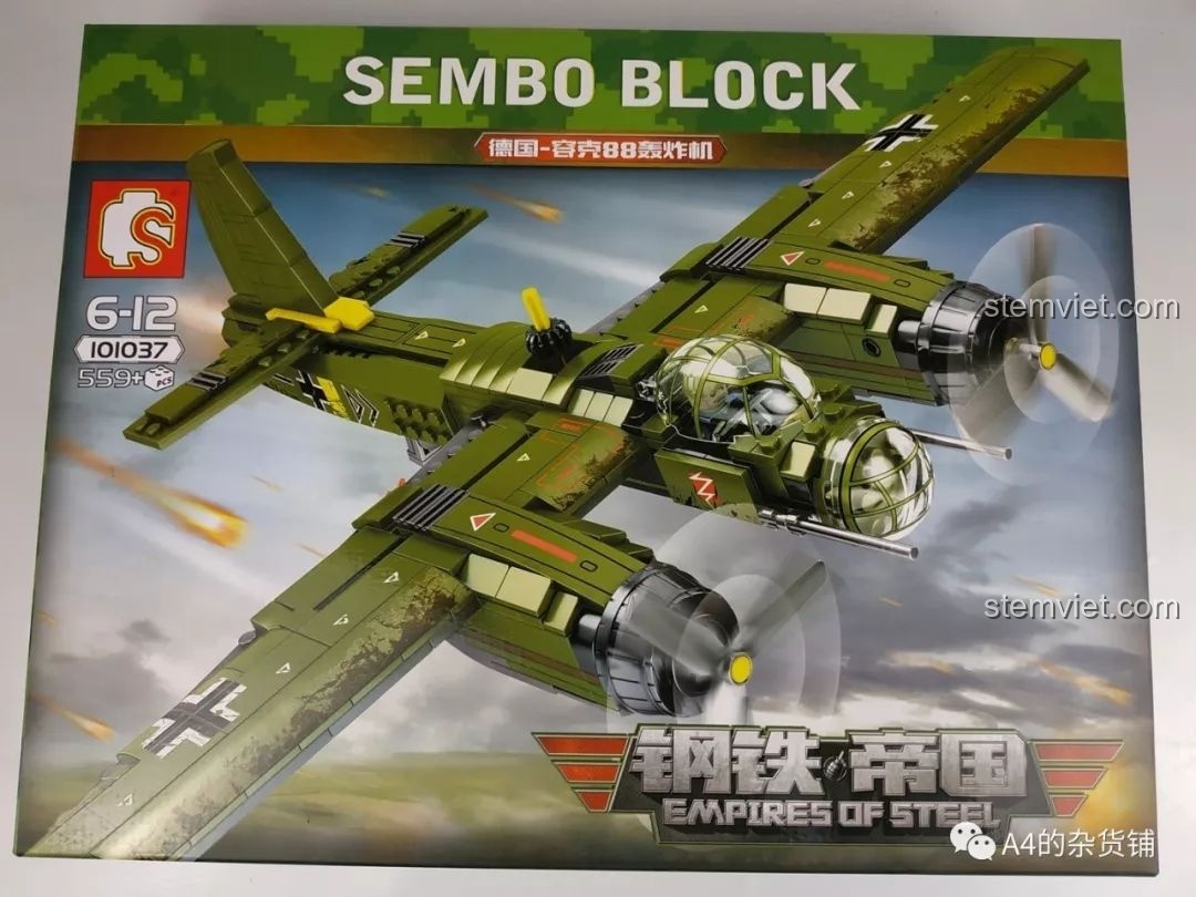 Review SEMBO 101037 Máy bay ném bom Ju-88: Lắp ráp cực mê, trưng bày cực chất!