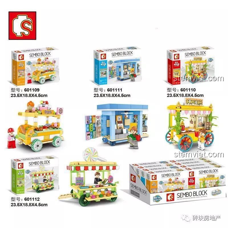 Review Sembo 601109: Bộ 4 Xe Đẩy Bán Hàng Rong Mini Cực Xịn Cho Bé Gái