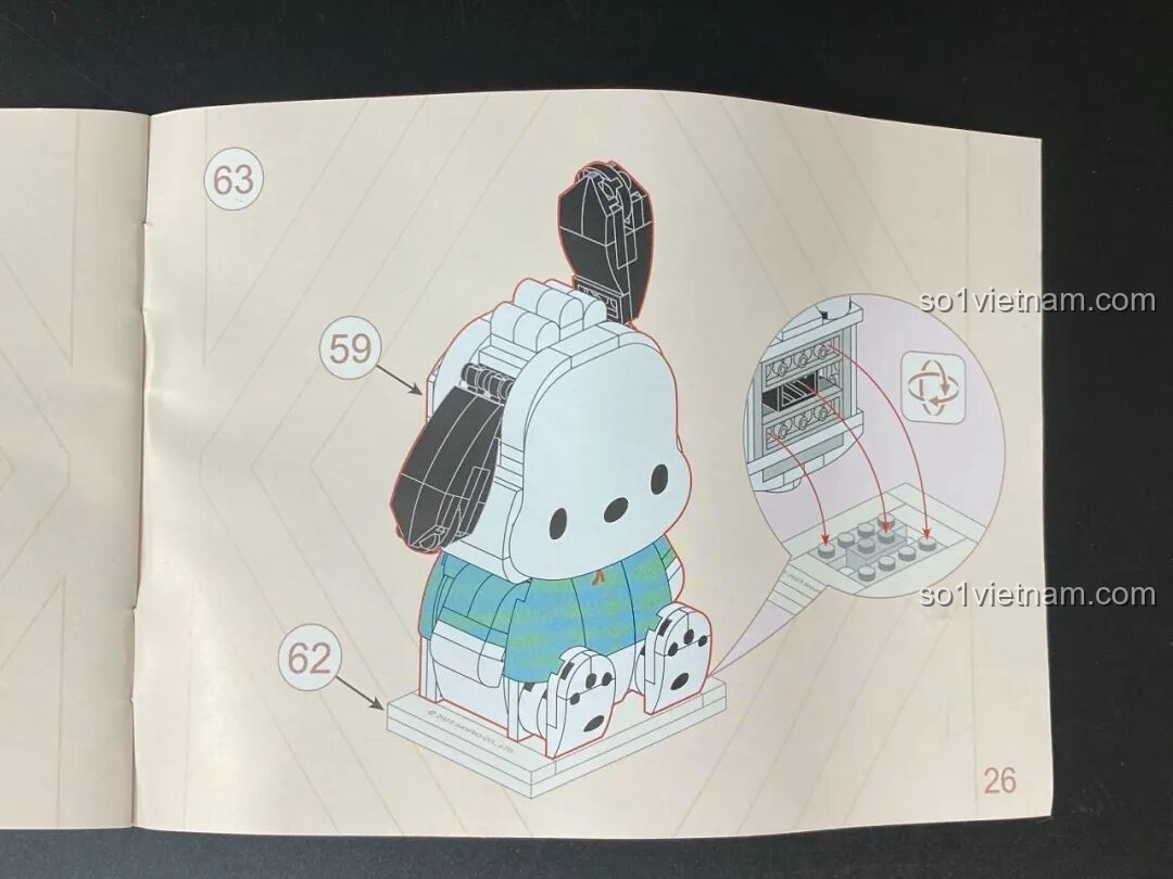 Bìa sau sách hướng dẫn lắp ráp bộ đồ chơi Keeppley chất lượng cao giá tốt Pochacco KUPPY.