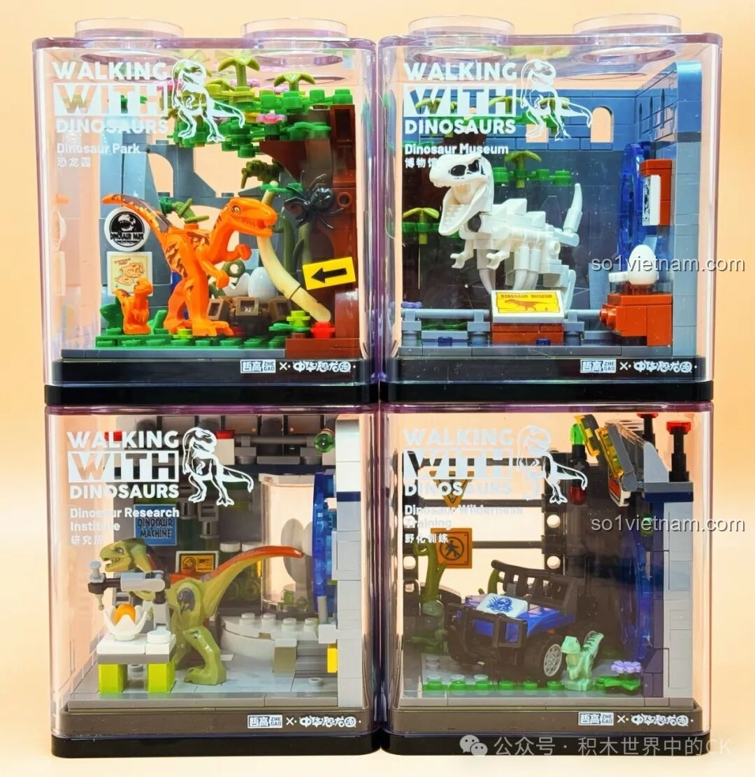 Review ZHEGAO Công viên Khủng long: 4 Hộp Diorama Cực Xịn
