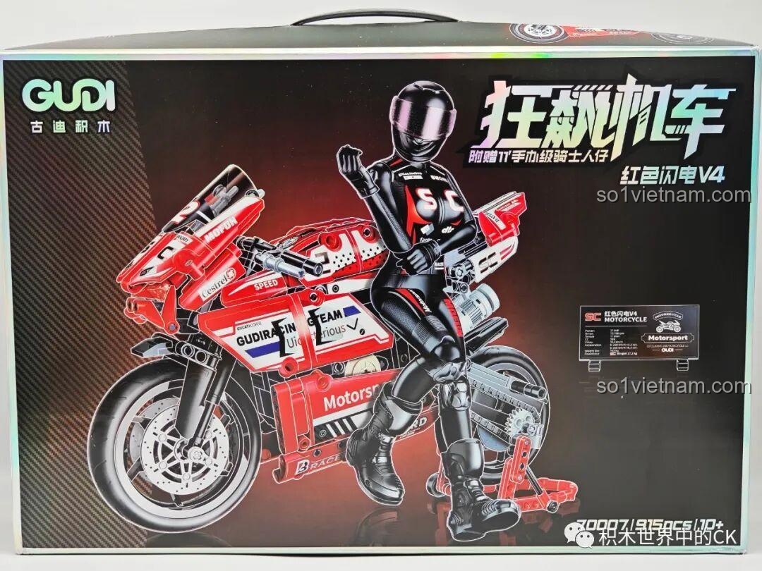 Review GUDI 70007: Mô hình xe máy "Đỏ Sét V4" - Lắp ráp cực đã!