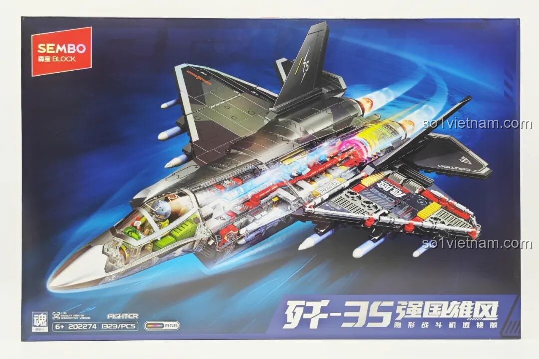 Review SEMBO 202274 J-35: Mô hình máy bay tàng hình có đèn LED cực chất!