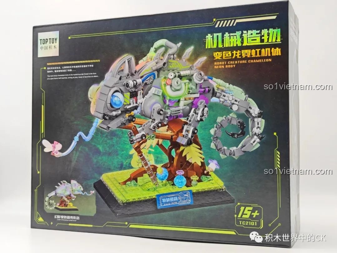 Review TOP TOY TC2101 Biến Thể Cơ Khí Tắc Kè Hoa Neon: Đồ chơi lắp ráp siêu ngầu cho con trai 15+!