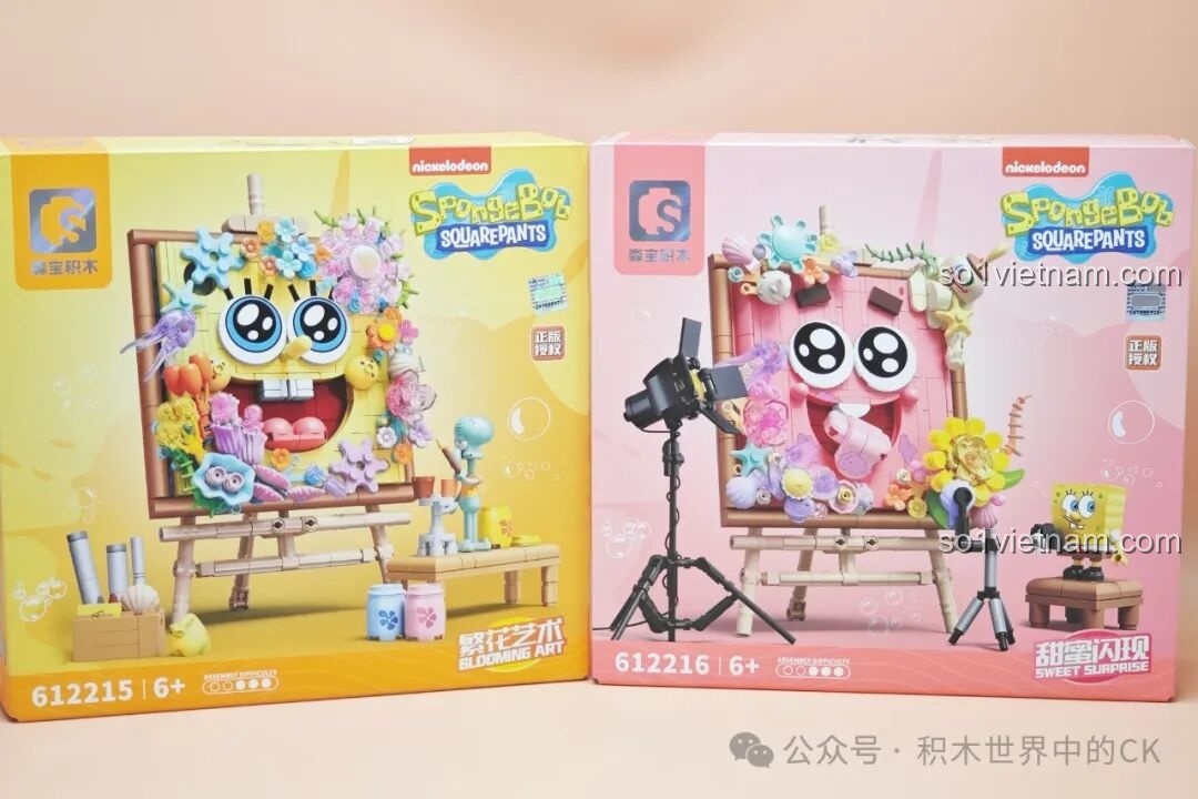 Review Bộ Lắp Ghép SEMBO Spongebob: Bức Tranh Hoa & Ống Kính Máy Ảnh