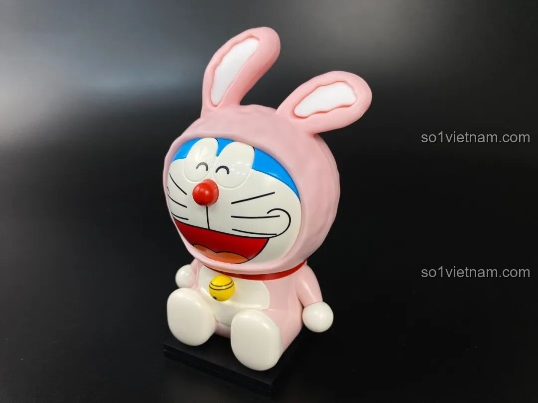 Thành phẩm mô hình Keeppley Doraemon KUPPY Thỏ Hồng hoàn chỉnh, thiết kế đáng yêu.